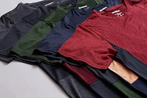 Men's Quick Dry Fit Dri-Fit Short Sleeve Active Wear Training Athletic Essentials Crew T-Shirt Fitness Gym Wicking Tee Workout Casual Sports Running Tennis Exercise Undershirt Top - 5 Pack,Set 5-S