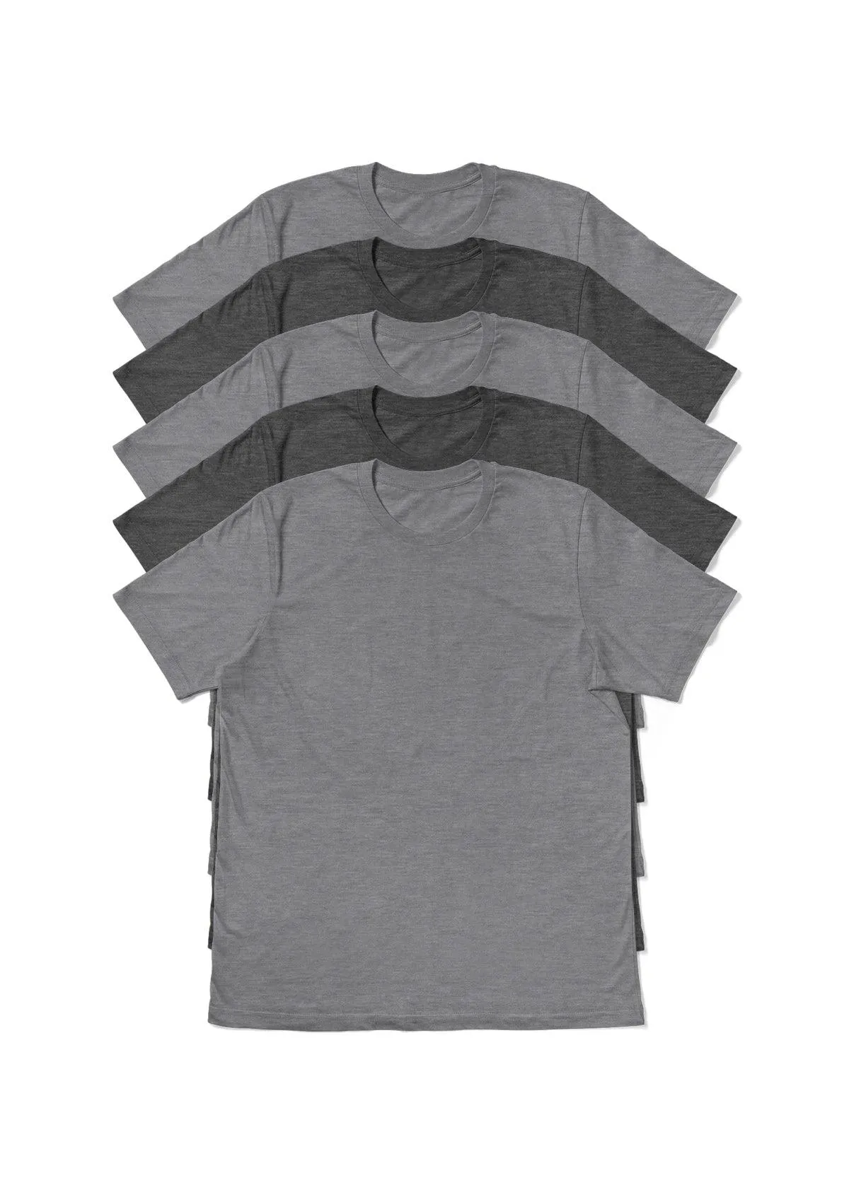 Mens T-Shirt Short Sleeve Athletic 5-Pack Triblend