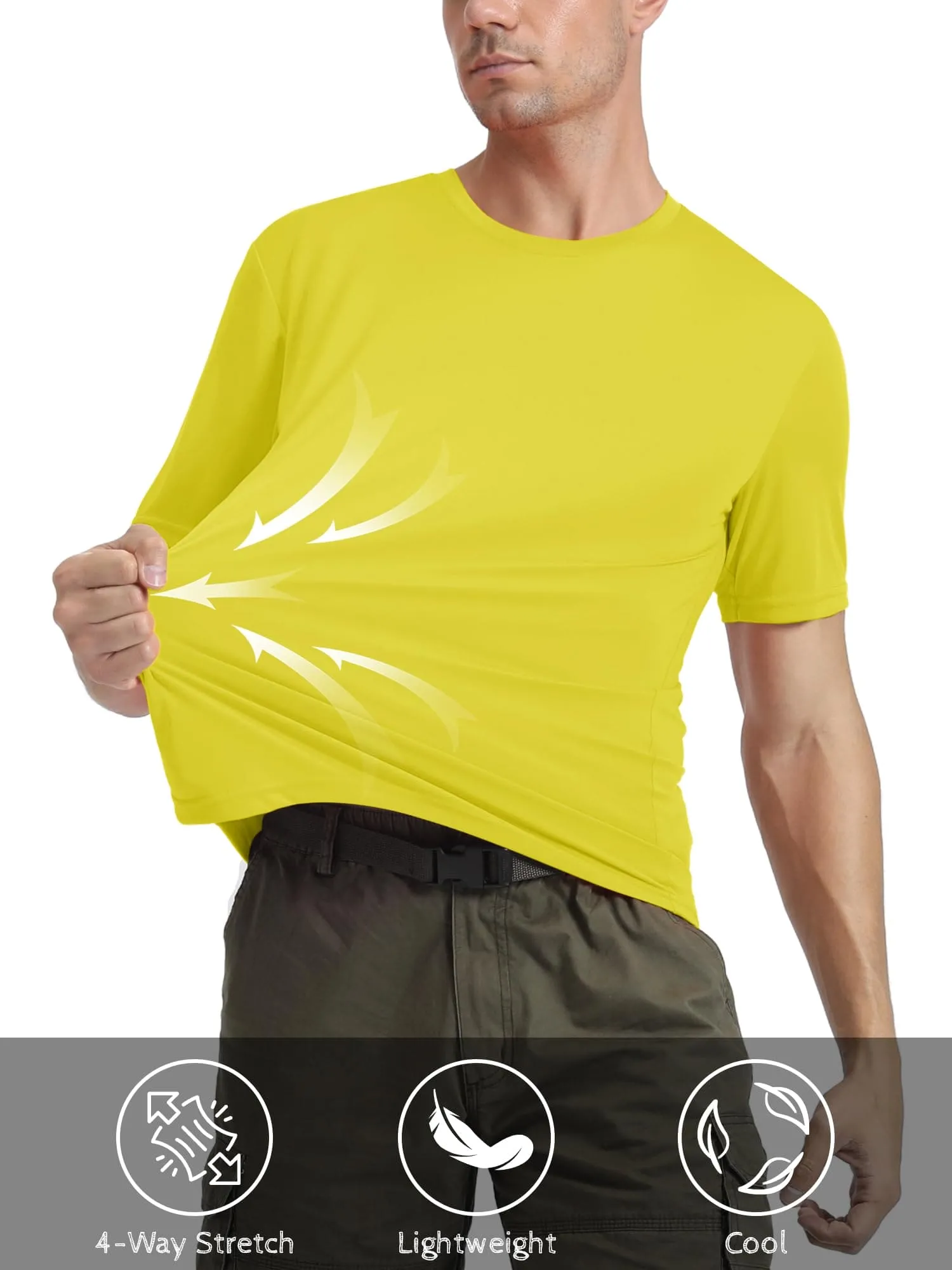 Men's UPF 50 T Shirts Running Shirts Dry Fit Summer Top Tee Cool Active Shirts Short Sleeve Athletic T-Shirts Yellow