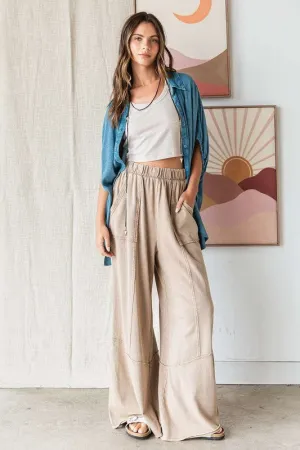 Mineral Wash Wide Leg Pant