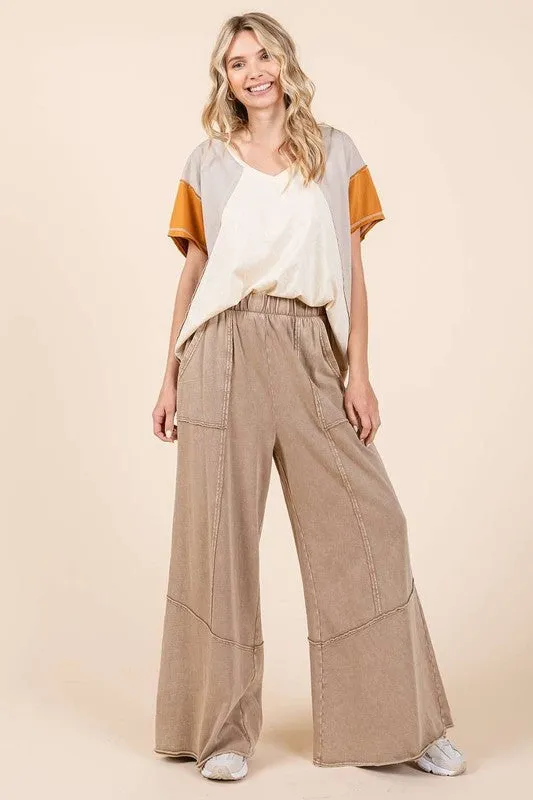 Mineral Wash Wide Leg Pant