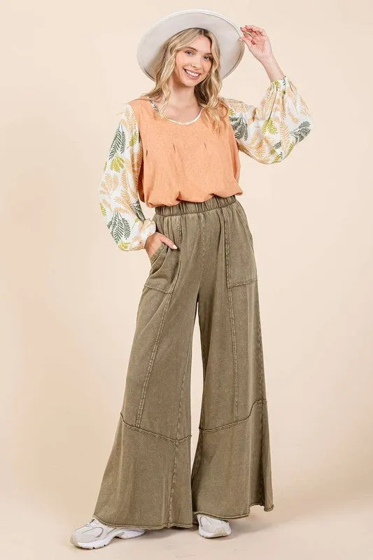 Mineral Wash Wide Leg Pant