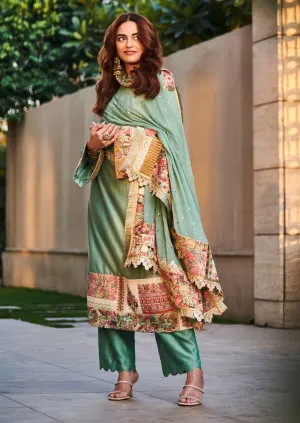 Mint green chanderi kurta set