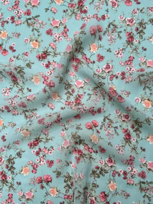 Mint Mini Flowers Print Hi Multi Chiffon