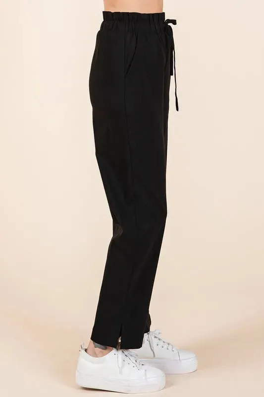 Mittoshop Paperbag Waist Tapered Straight Pants for Women