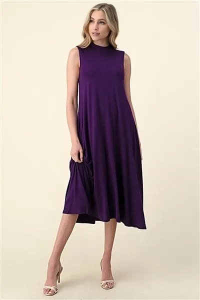Mock Neck Sleeveless Dress Plum - Pack of 6