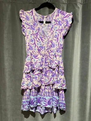 Moonsea Sleeveless purple floral ruffle dress