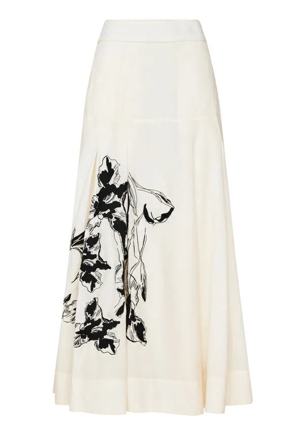 Mos the Label - Lis Embroidered Midi Skirt