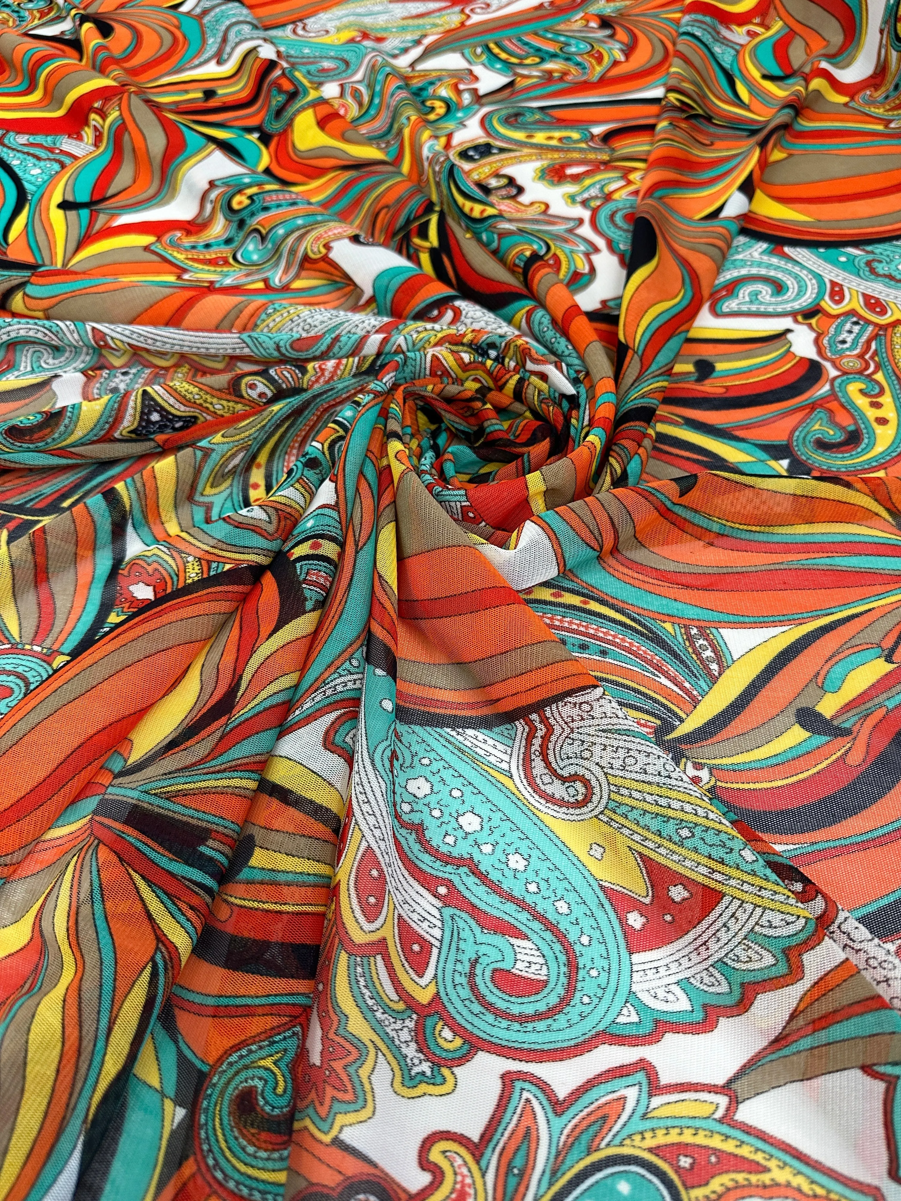 Multicolor Tropical Print Power Mesh