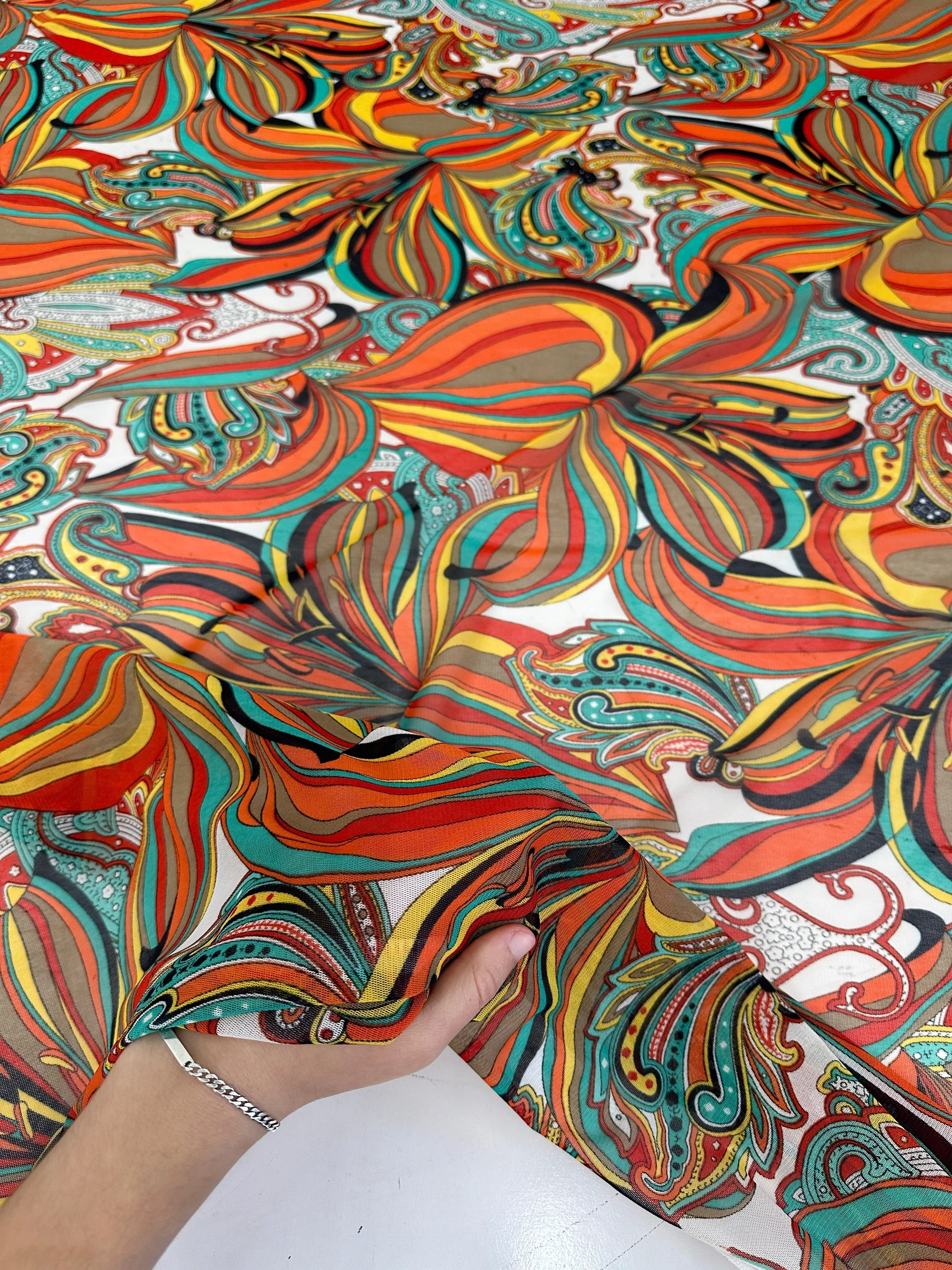 Multicolor Tropical Print Power Mesh