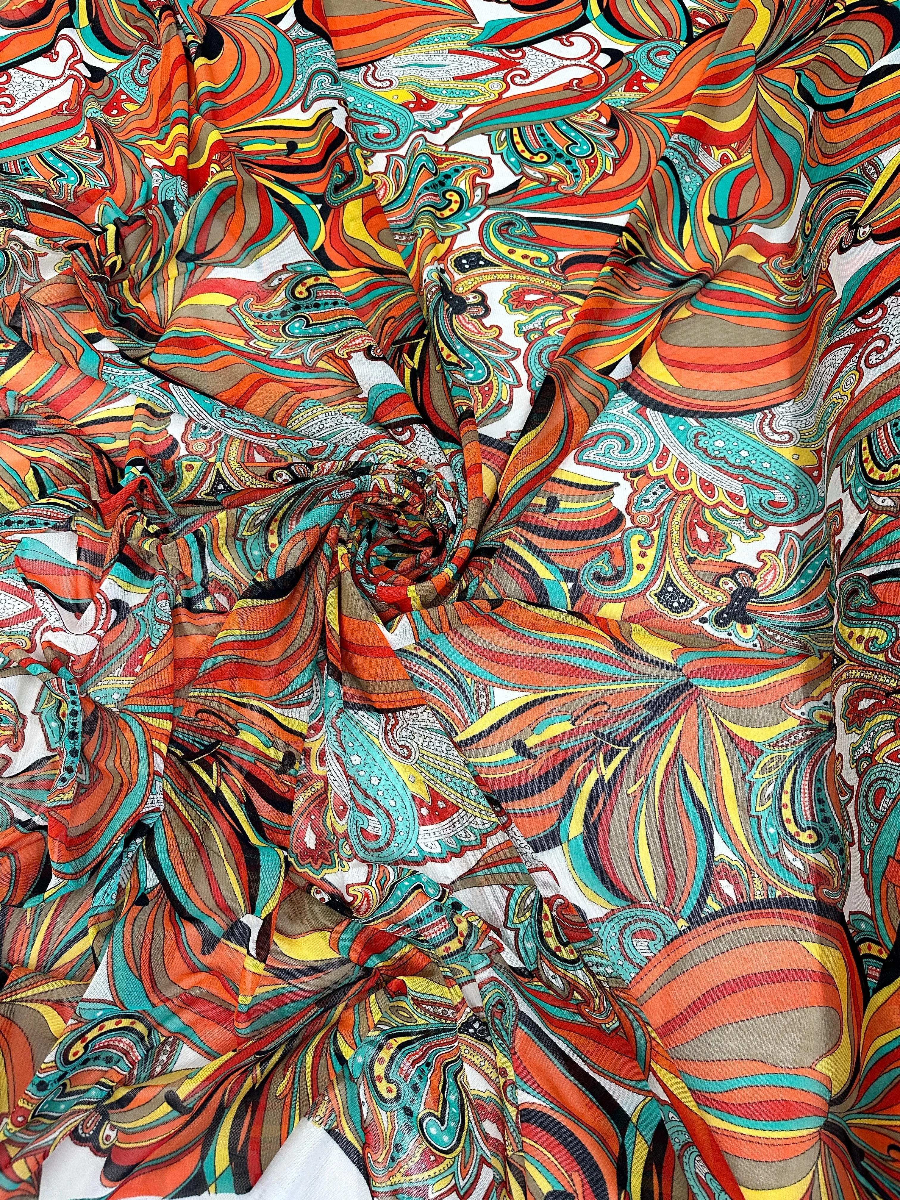 Multicolor Tropical Print Power Mesh