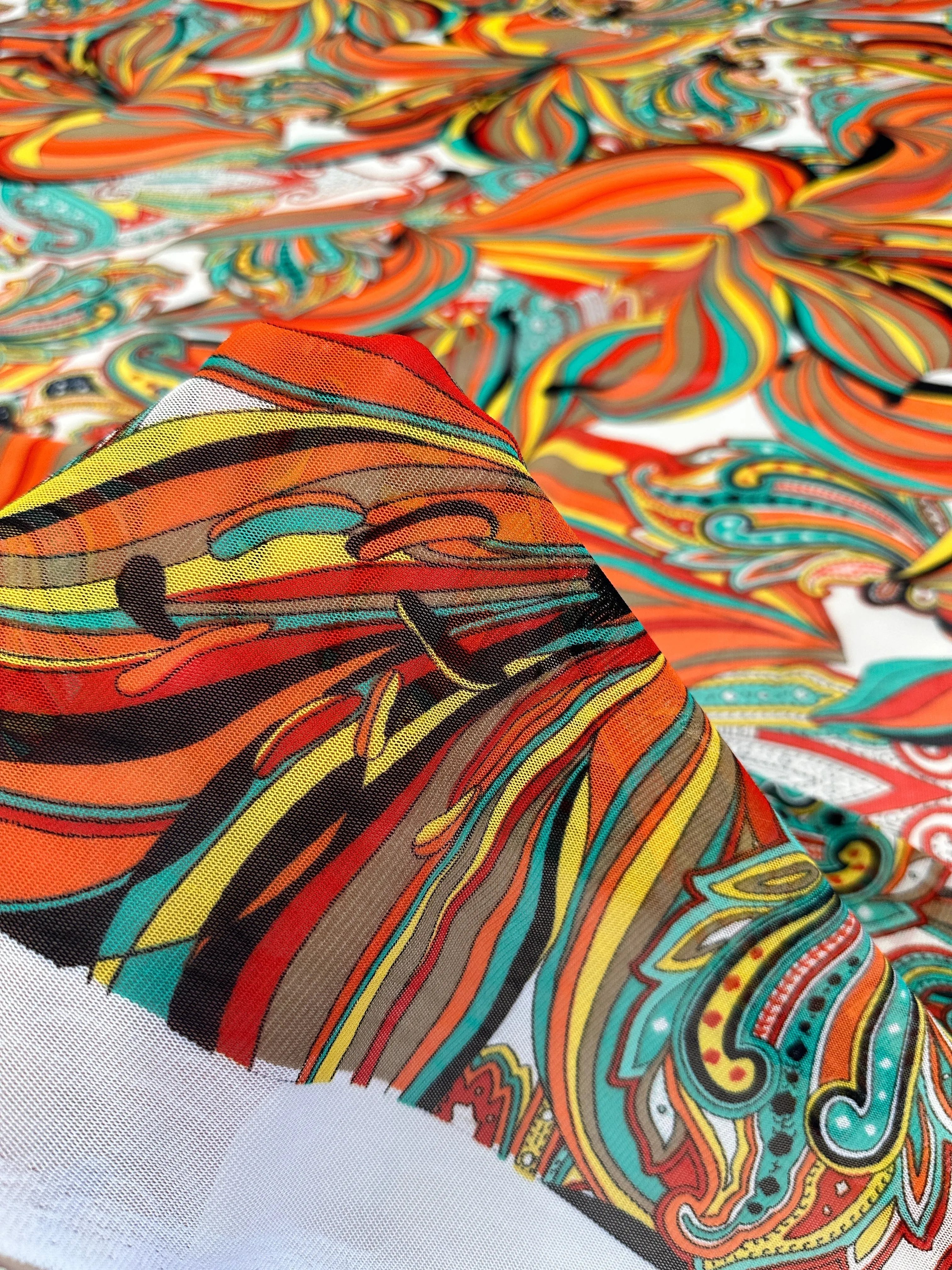 Multicolor Tropical Print Power Mesh