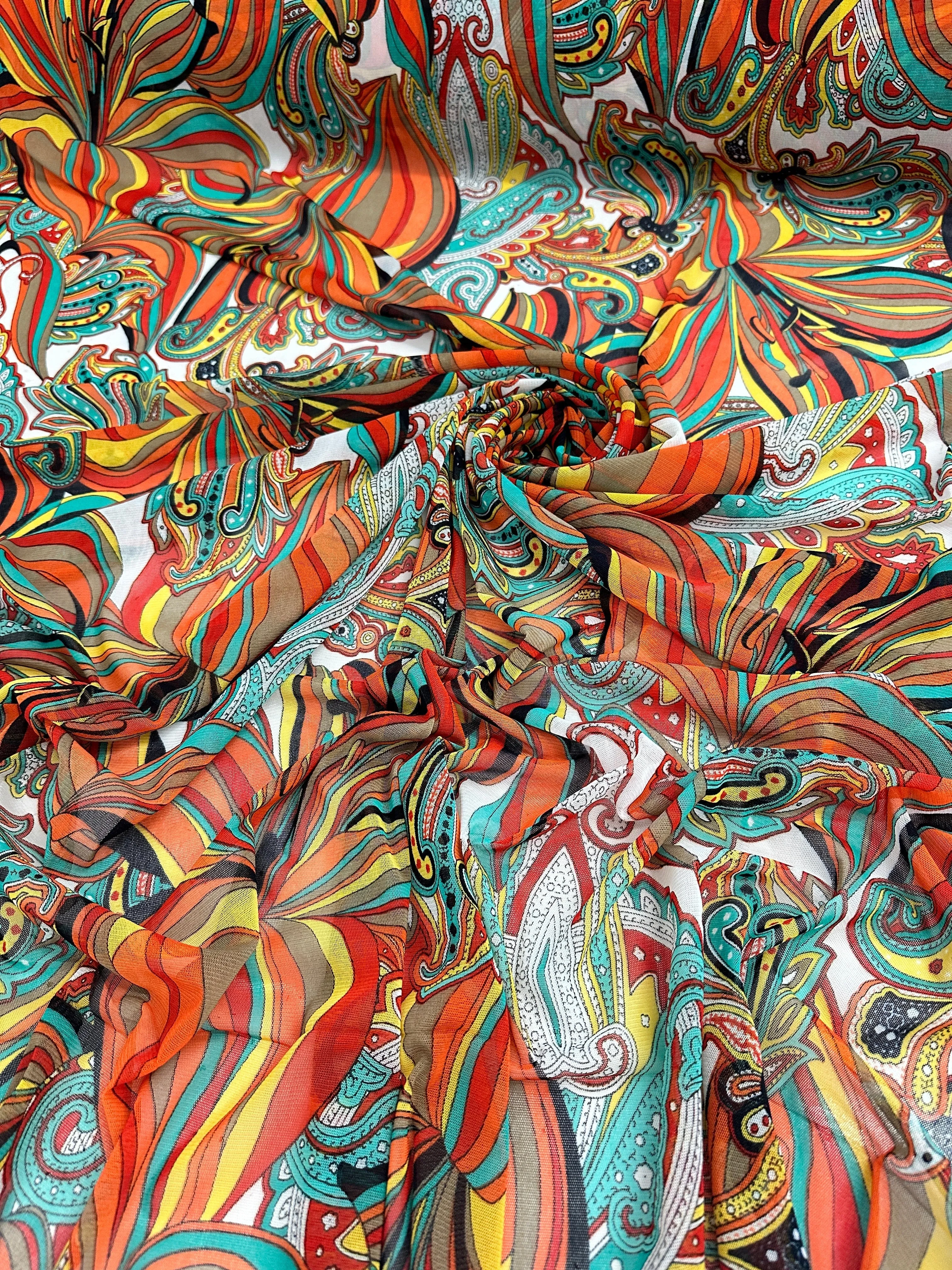 Multicolor Tropical Print Power Mesh