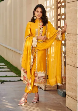 Mustard chanderi kurta set