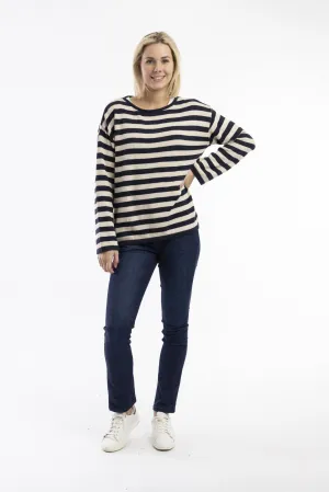 Navy/Natural Stripe Knit Top