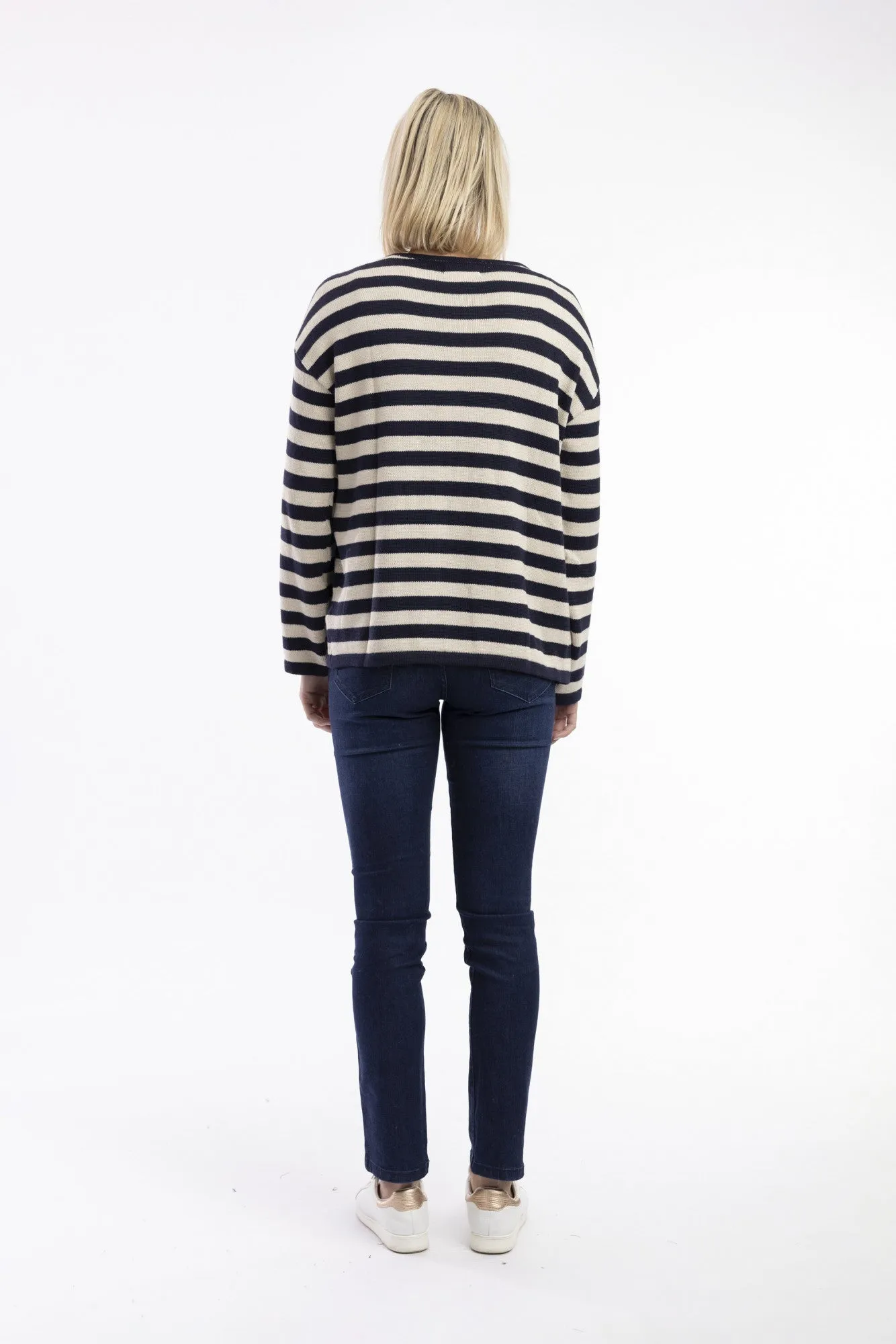 Navy/Natural Stripe Knit Top