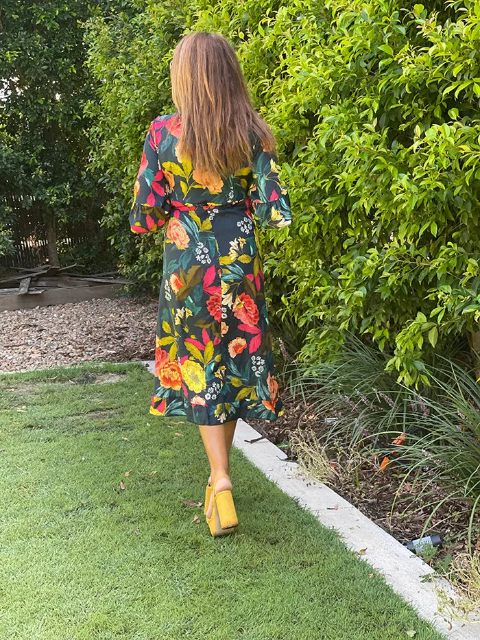 Nero Floral Wrap Dress