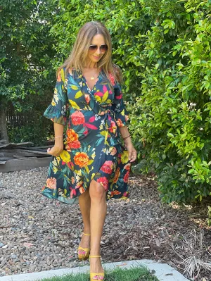 Nero Floral Wrap Dress