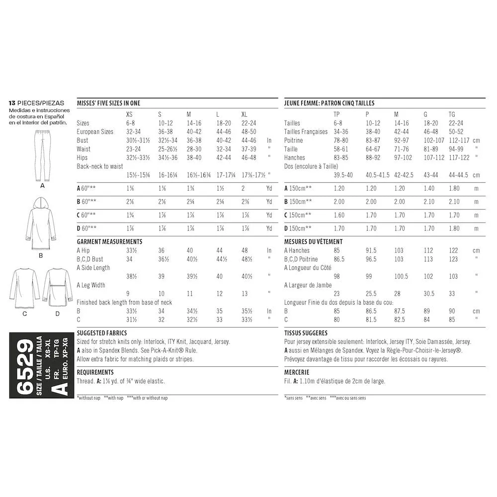 Newlook Pattern 6529 Women's Knit Tunics and Leggings