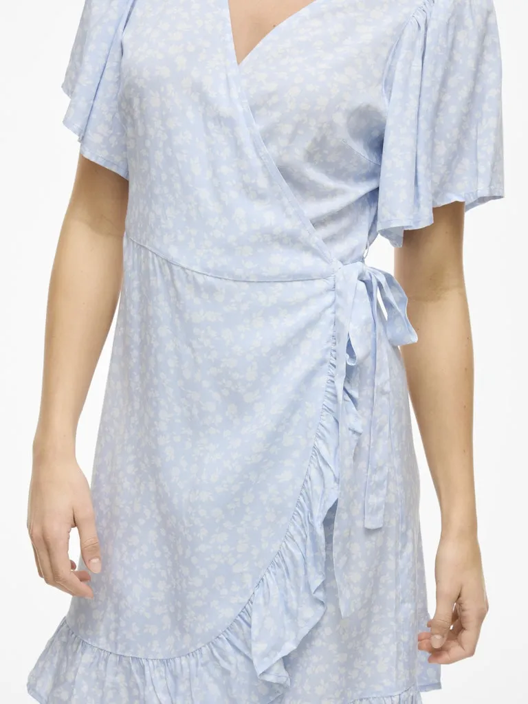 Noko Short Wrap Dress | Kentucky Blue