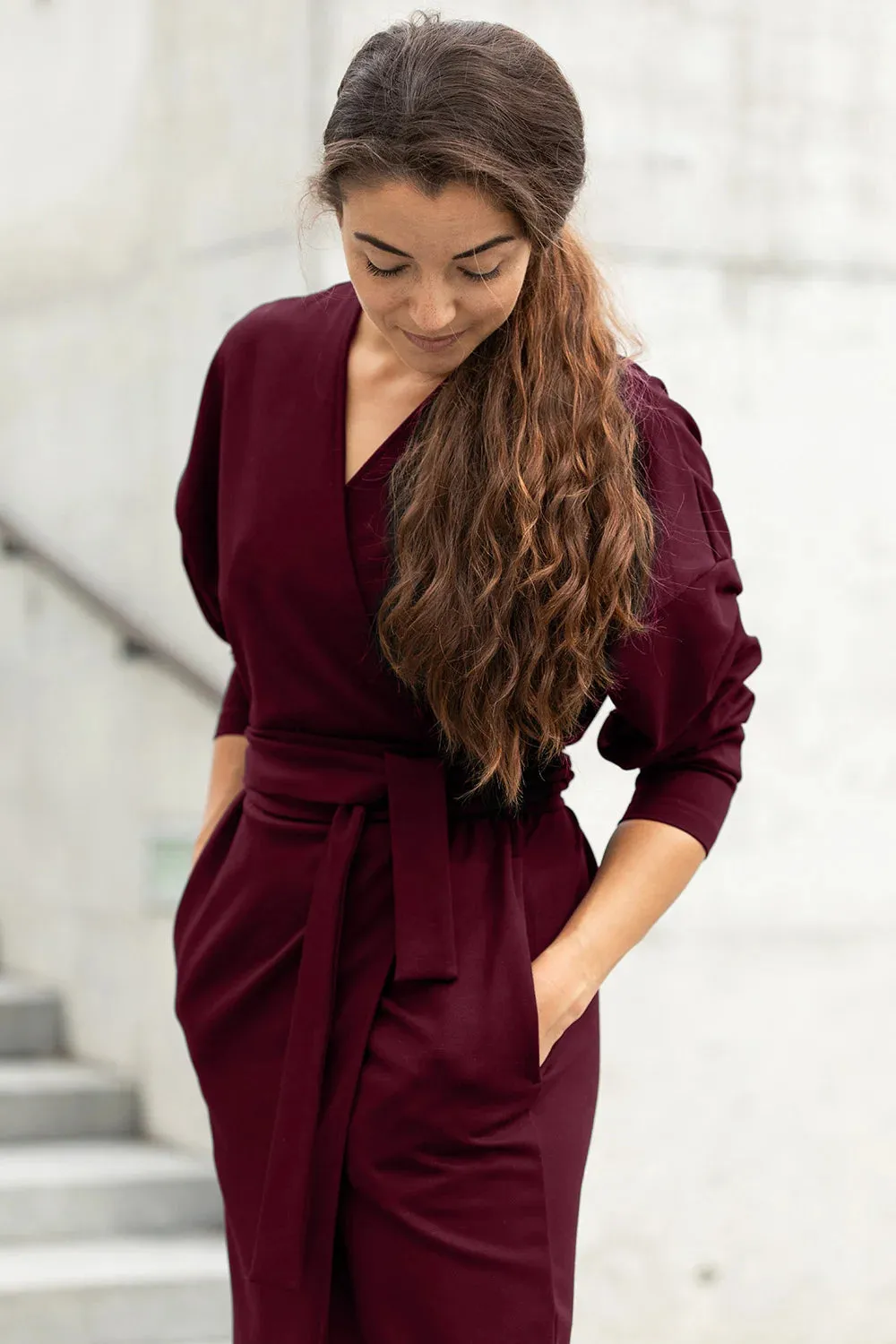 Nola Kimono Dress Bordeaux