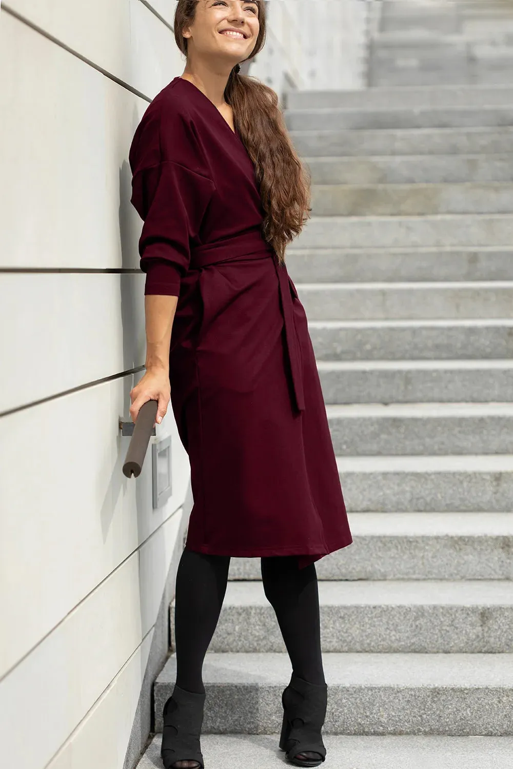 Nola Kimono Dress Bordeaux