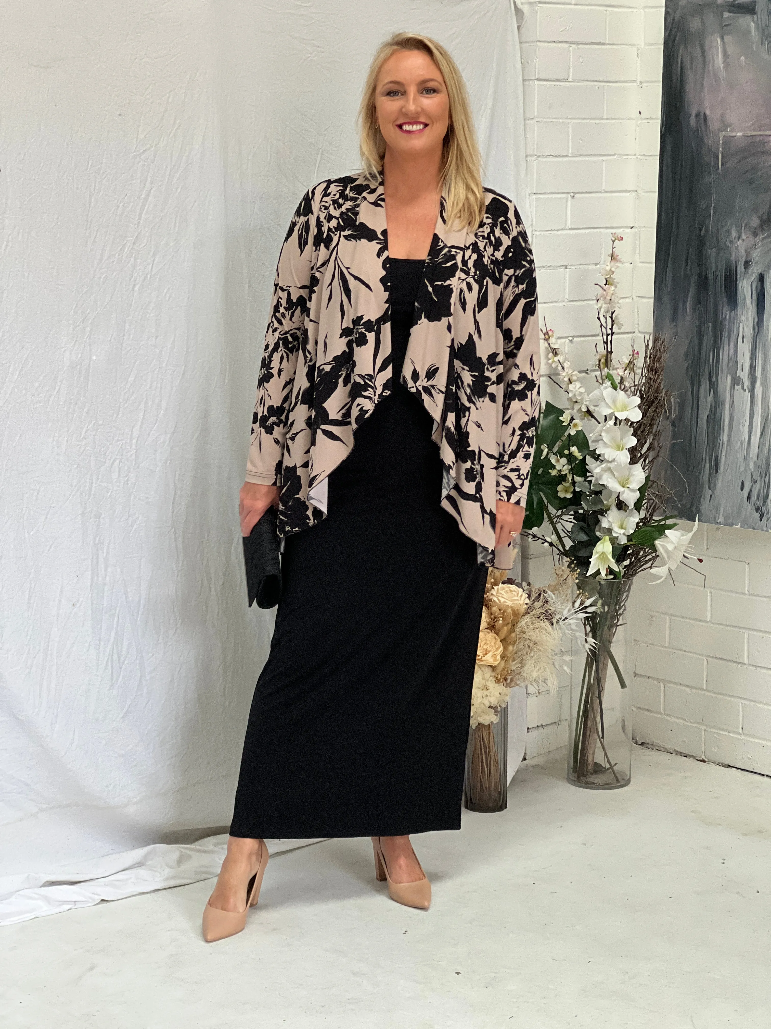 Oberon Beige Jersey Cardigan
