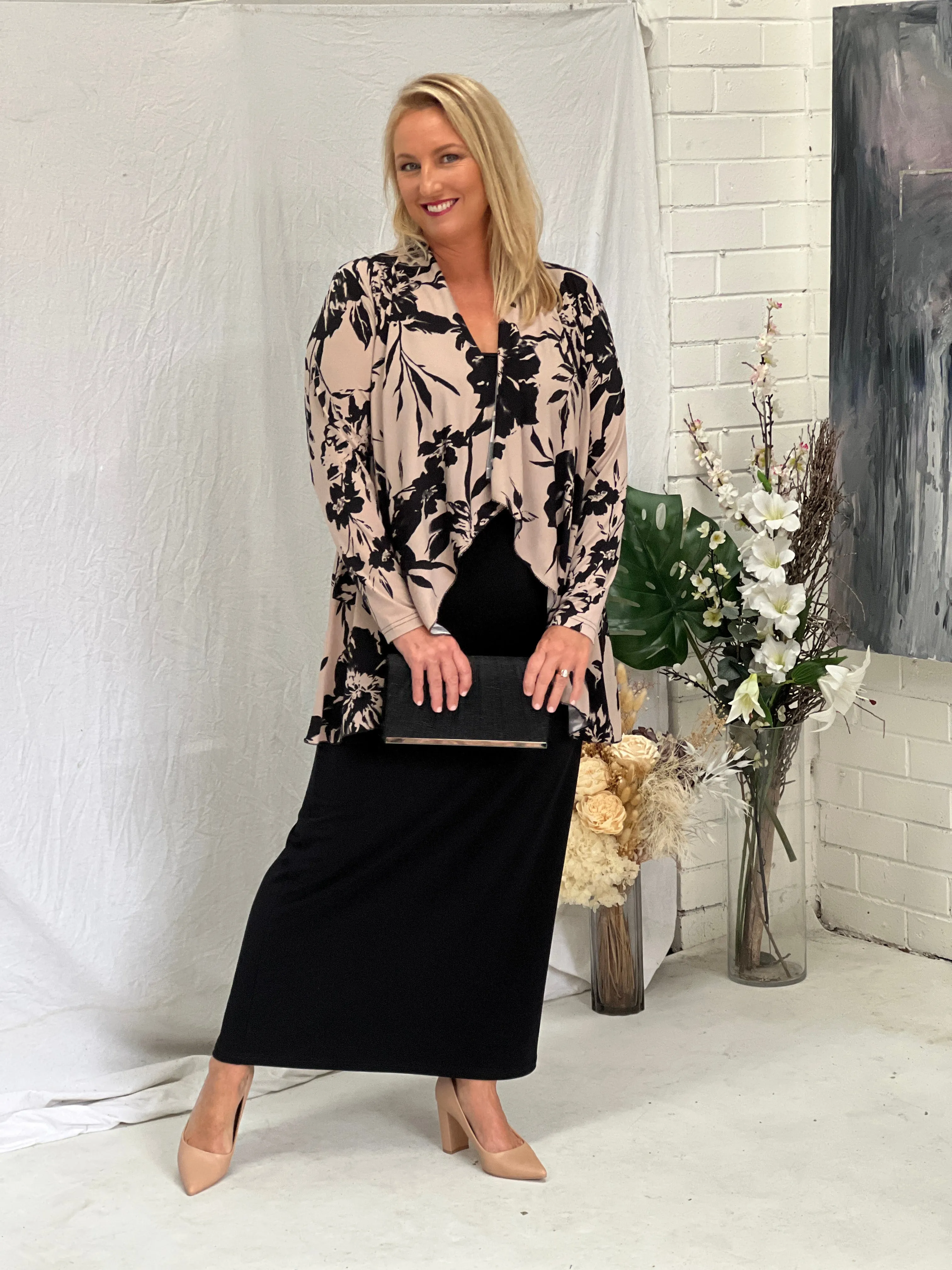 Oberon Beige Jersey Cardigan