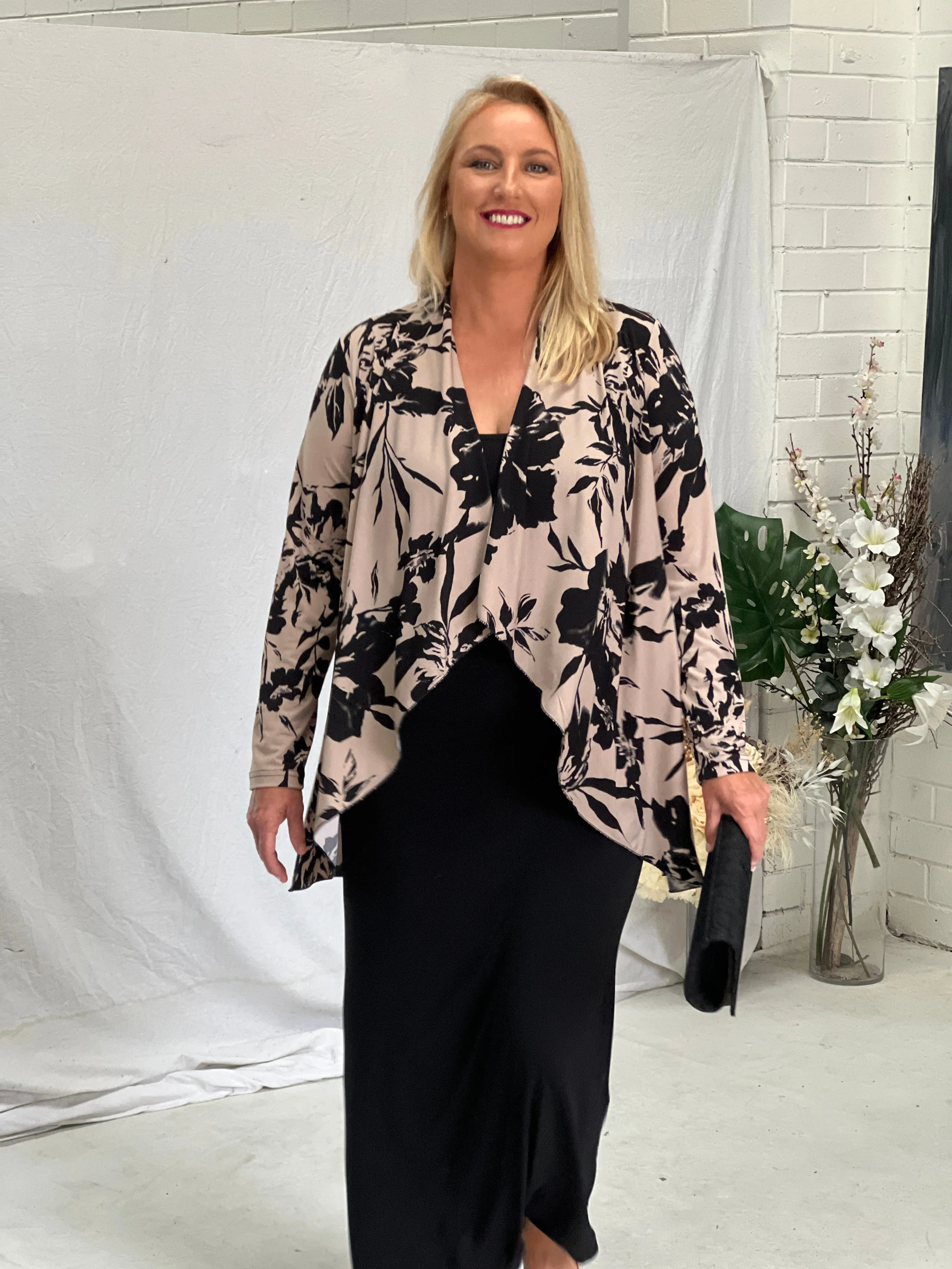 Oberon Beige Jersey Cardigan