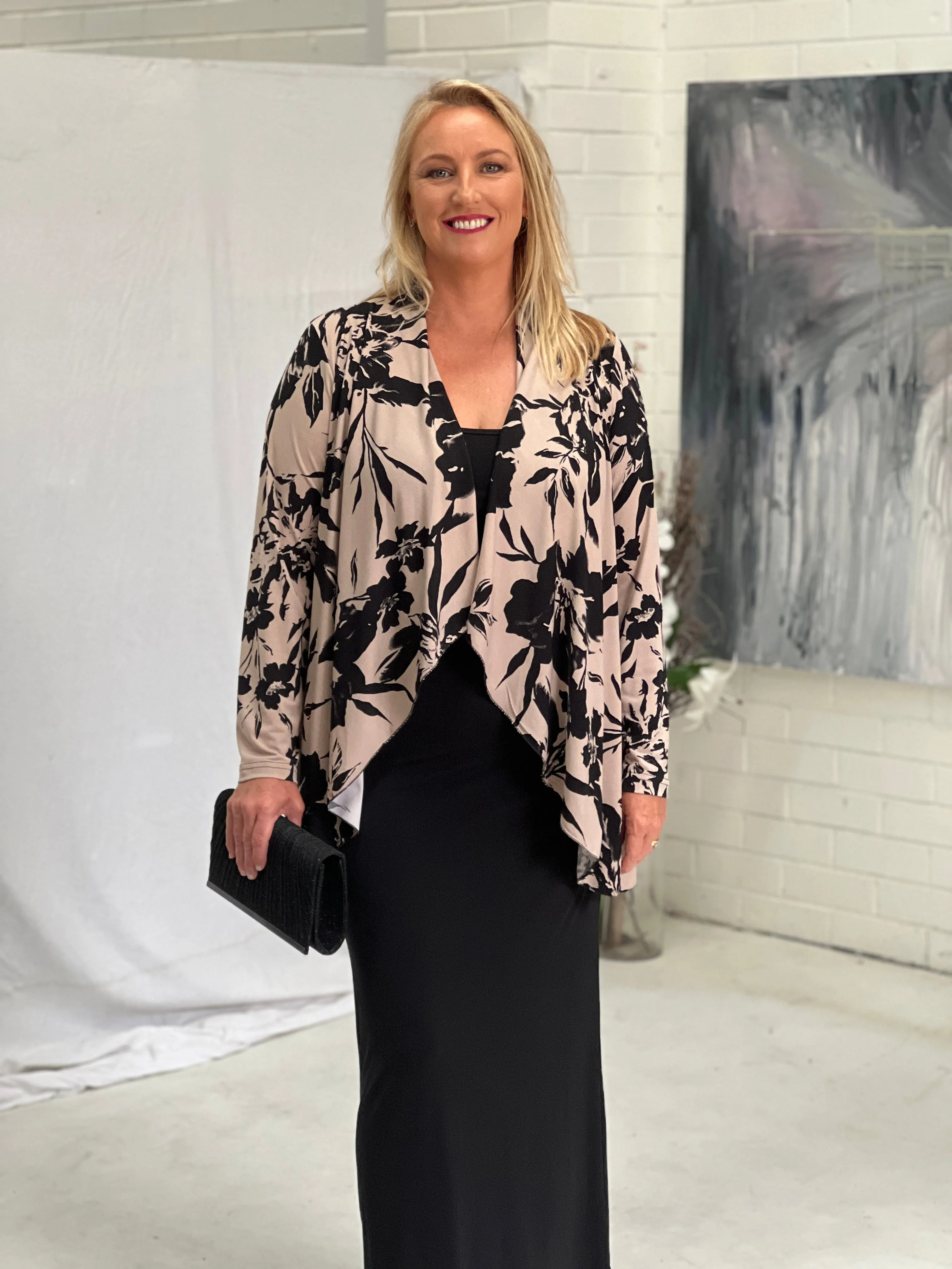 Oberon Beige Jersey Cardigan
