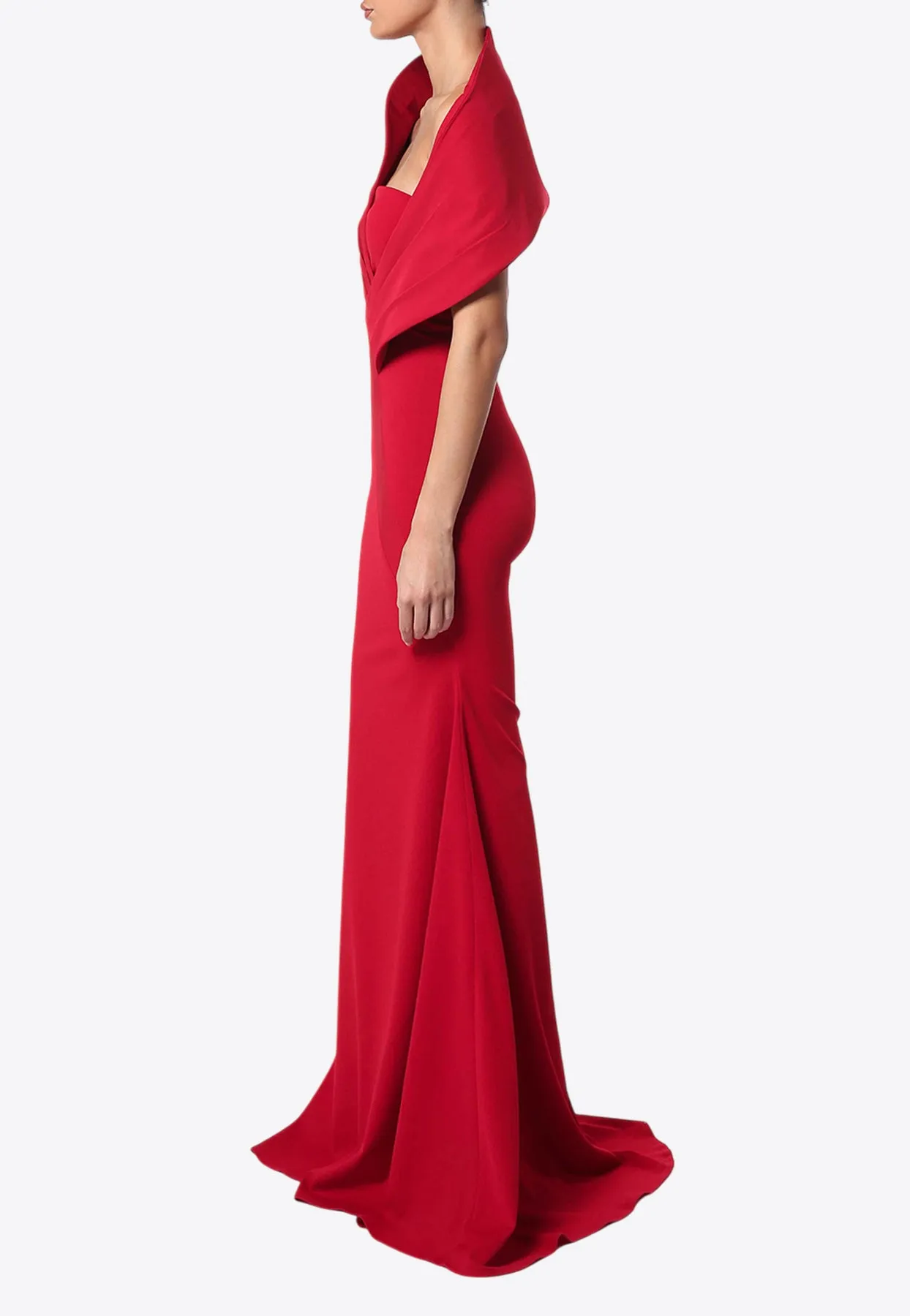 Off-Shoulder Crepe Gown