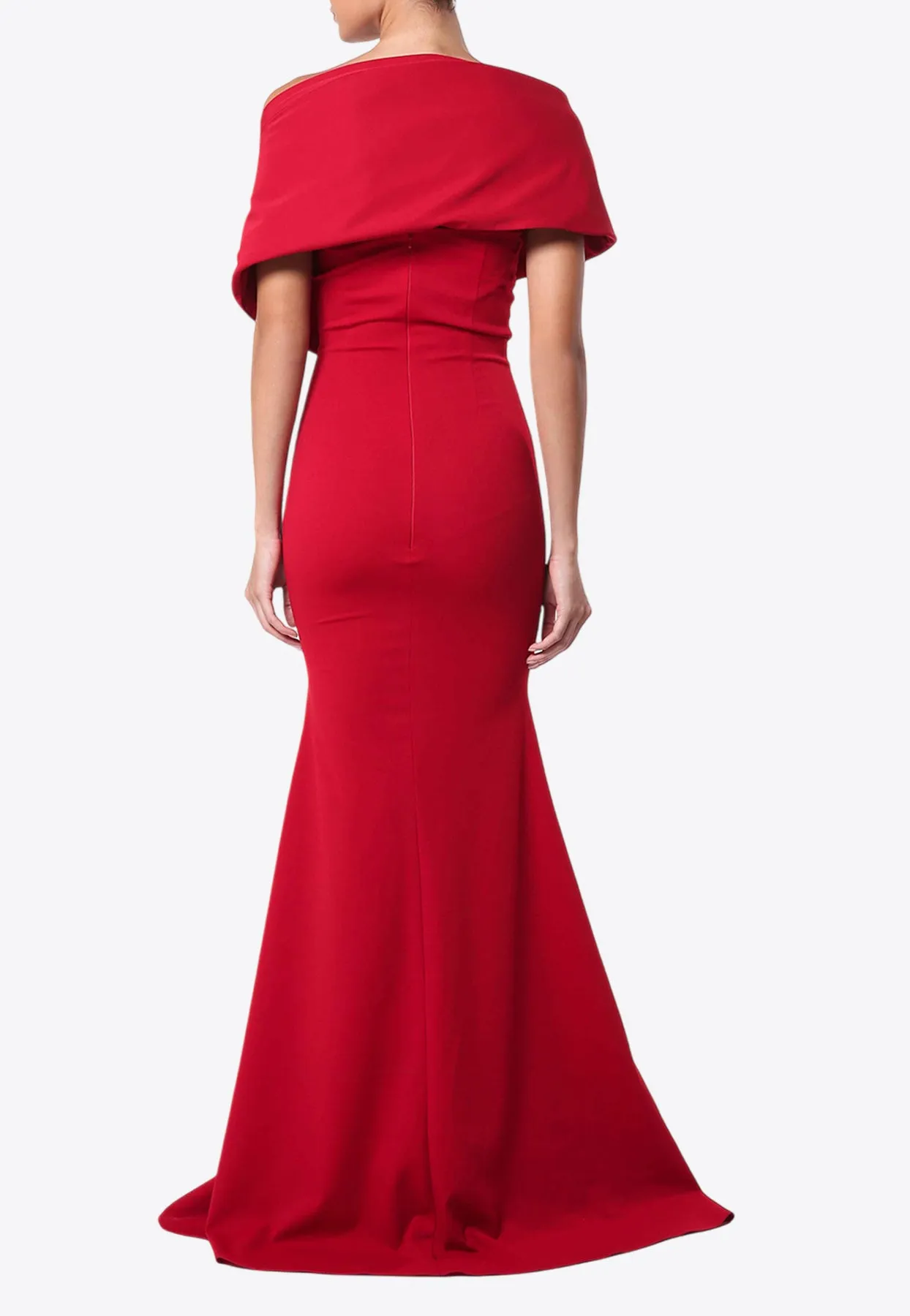 Off-Shoulder Crepe Gown