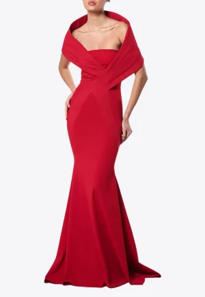 Off-Shoulder Crepe Gown