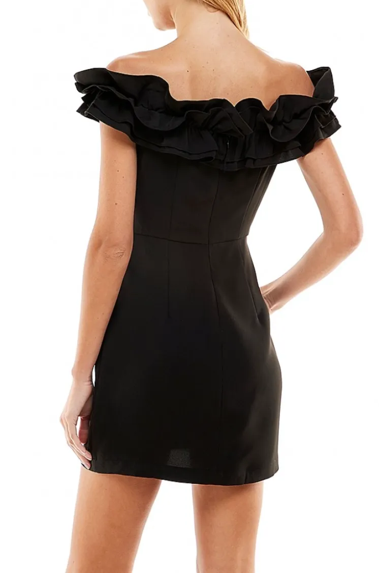 Off the Shoulder Ruffle Mini Dress