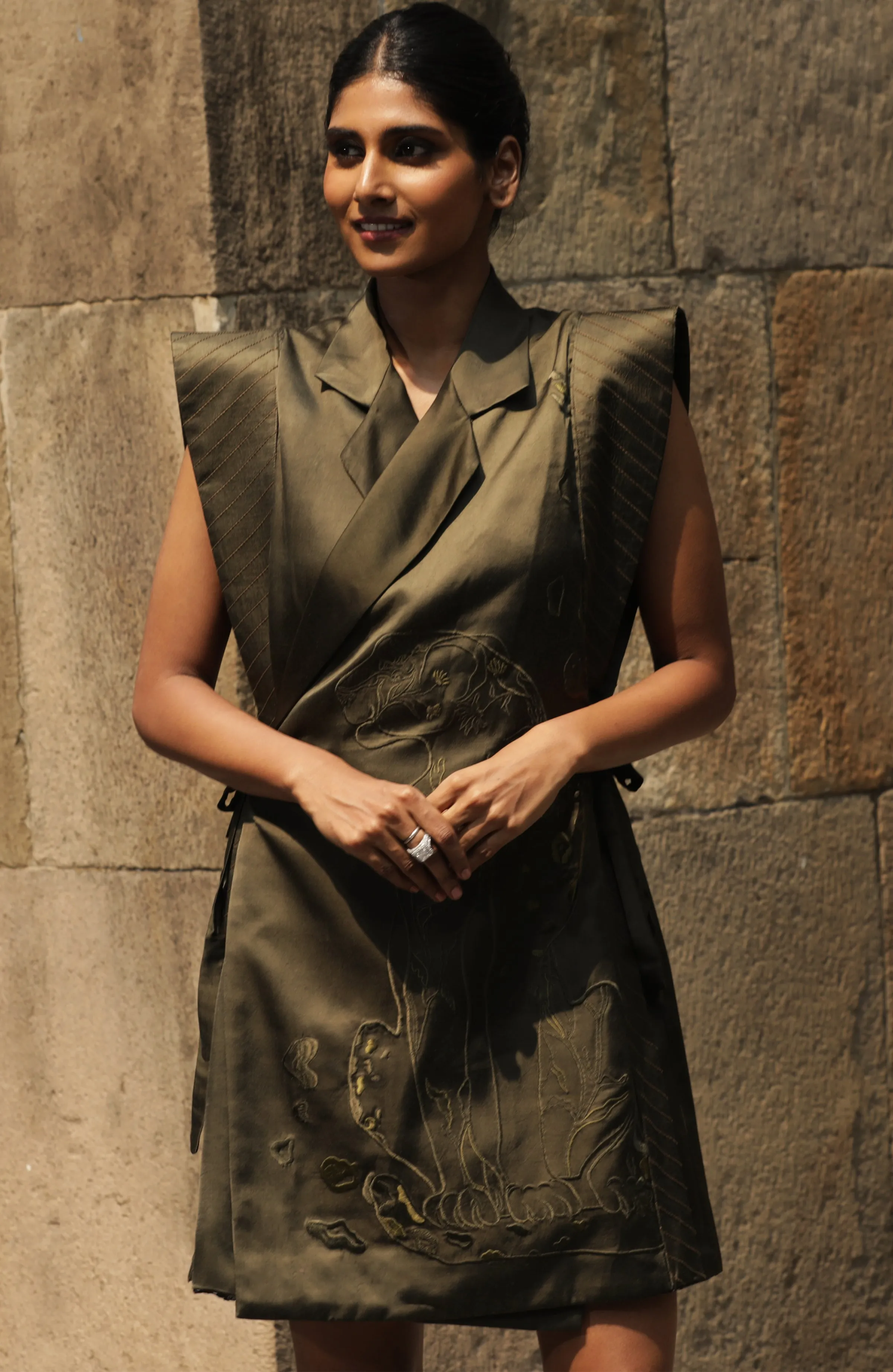 OLIVE WRAP DRESS