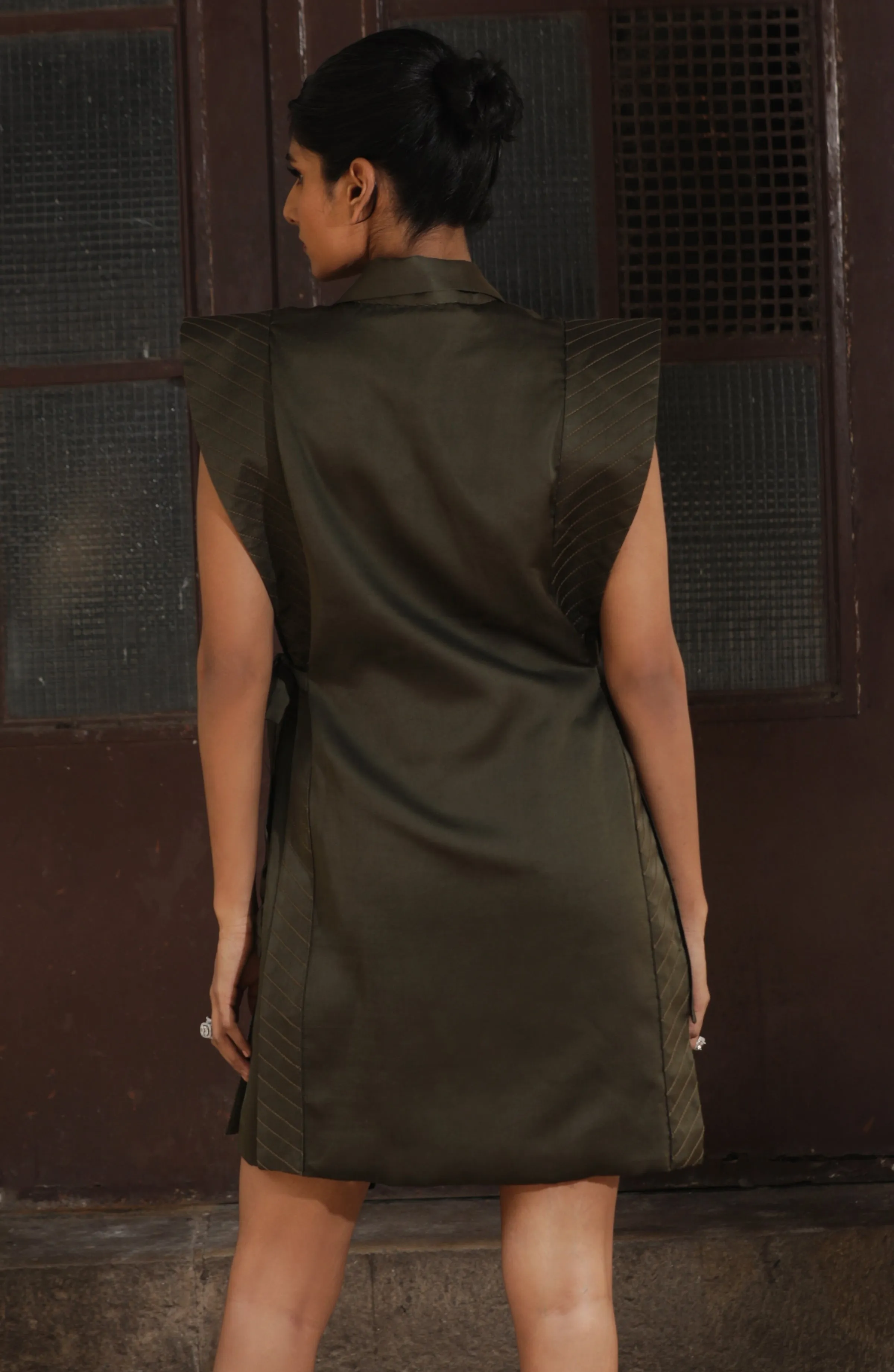 OLIVE WRAP DRESS