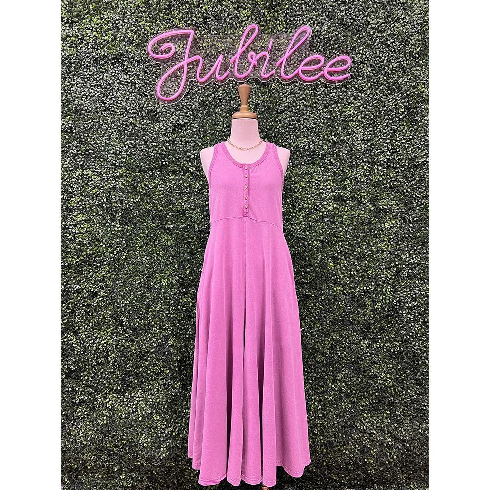 Olivia Orchid Sleeveless Mineral Washed Terry Palazzo Jumpsuit