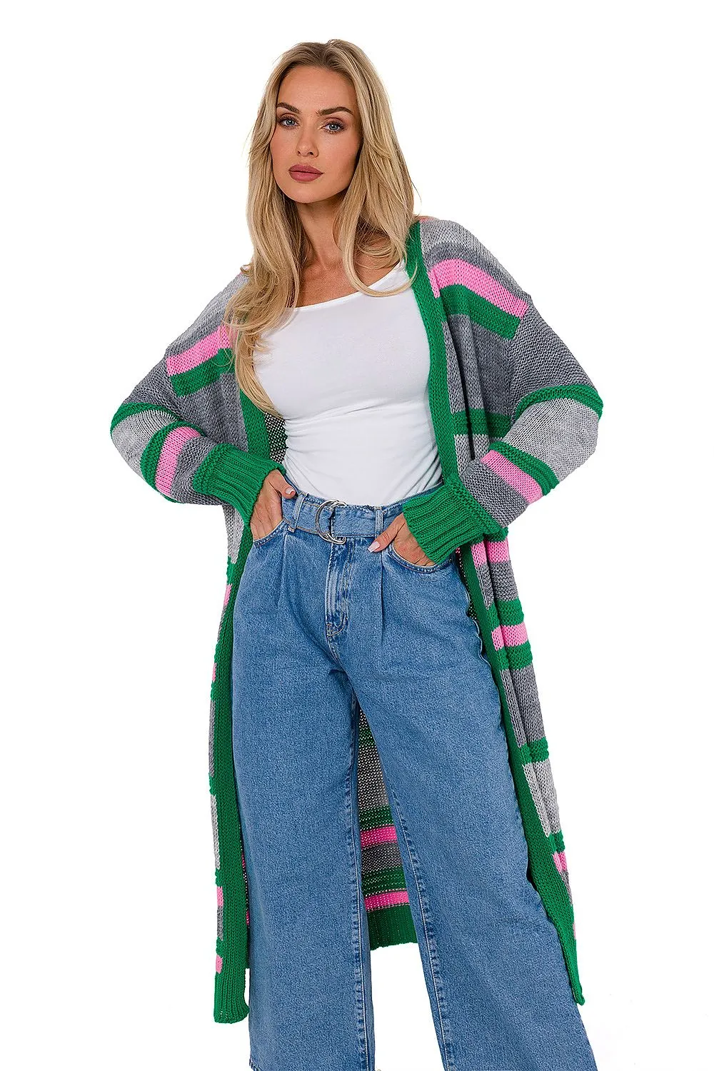Opulent Long Unbuttoned Cardigan