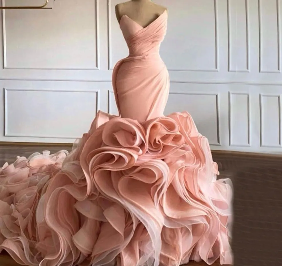 Orange Sweetheart Sexy Elegant Wedding Dresses Gowns Flowers High-end Mermaid Bridal Dress