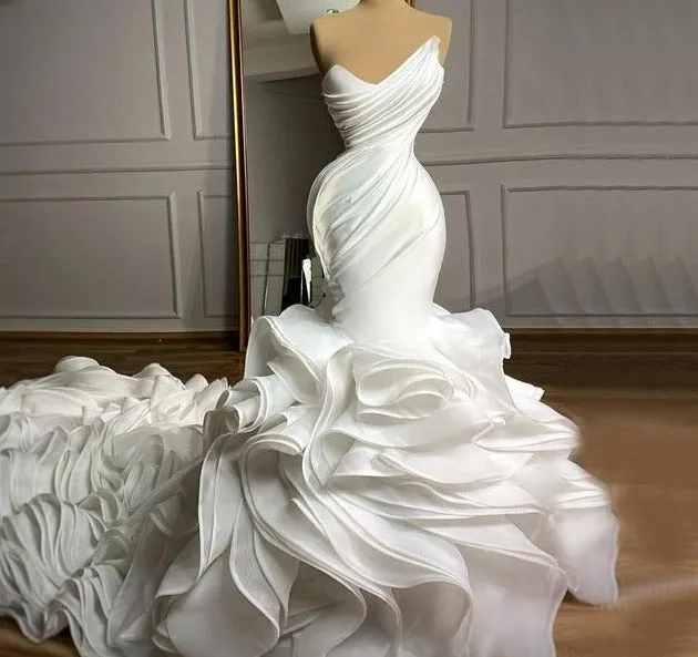 Orange Sweetheart Sexy Elegant Wedding Dresses Gowns Flowers High-end Mermaid Bridal Dress