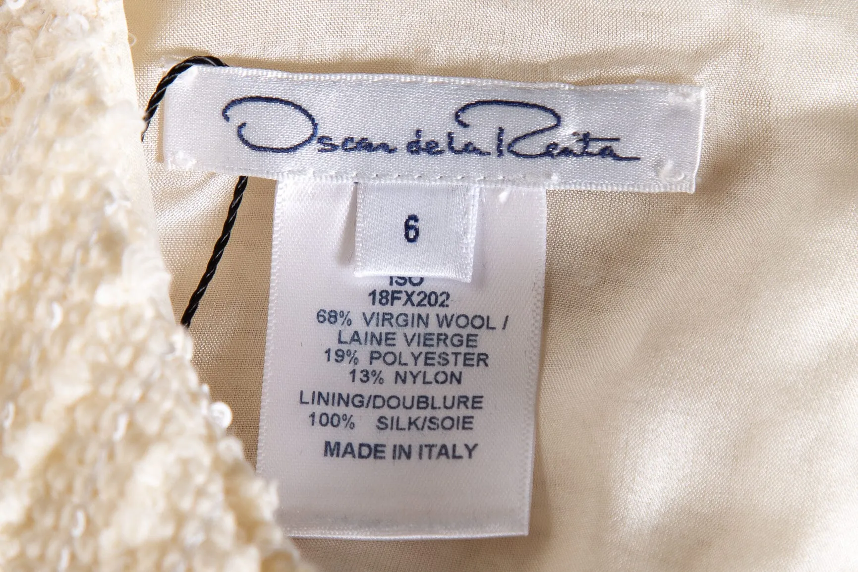 Oscar de la Renta Cream Tweed and Sequin Dress SZ 6
