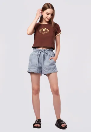 Paperbag Denim Short Pants