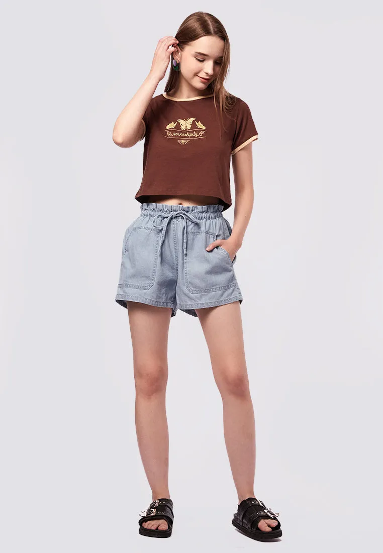 Paperbag Denim Short Pants