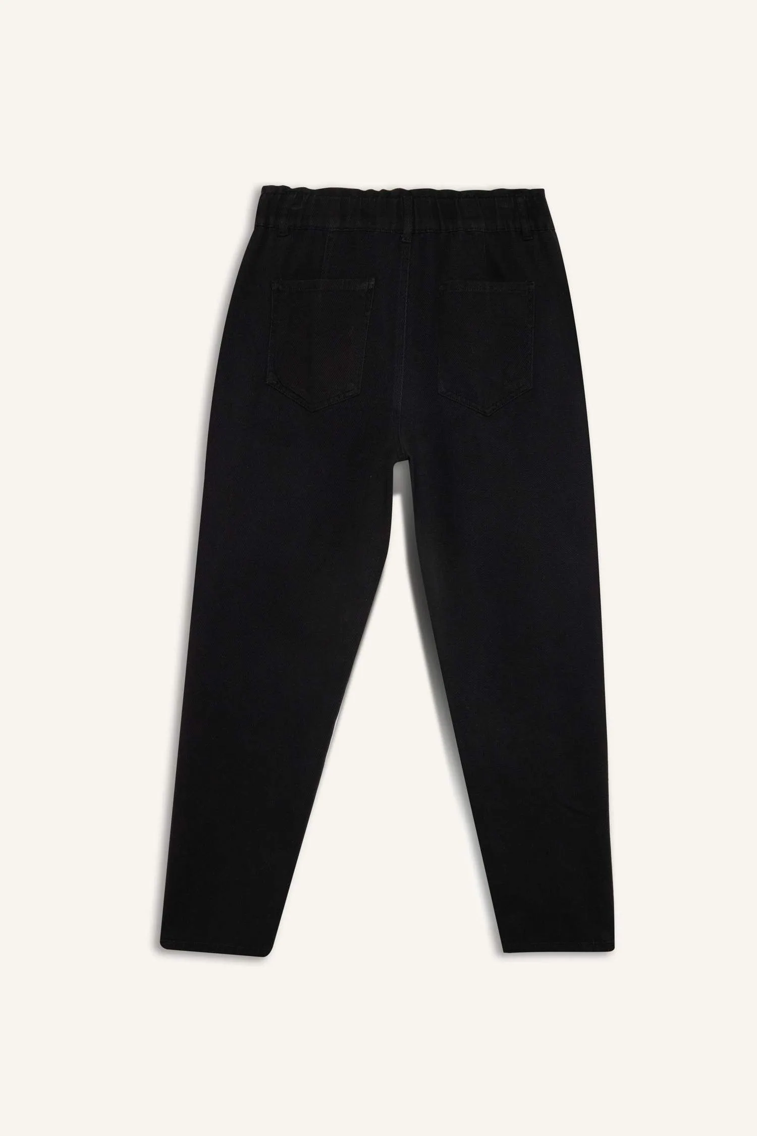 Paperbag Gabardin Fabric Pants Standard Leg Pockets