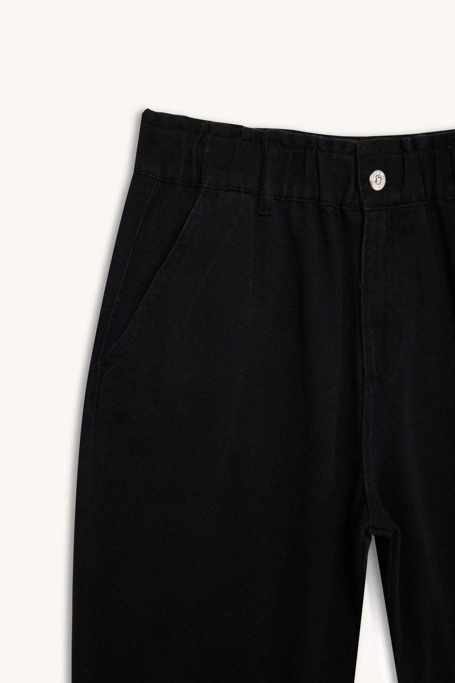 Paperbag Gabardin Fabric Pants Standard Leg Pockets