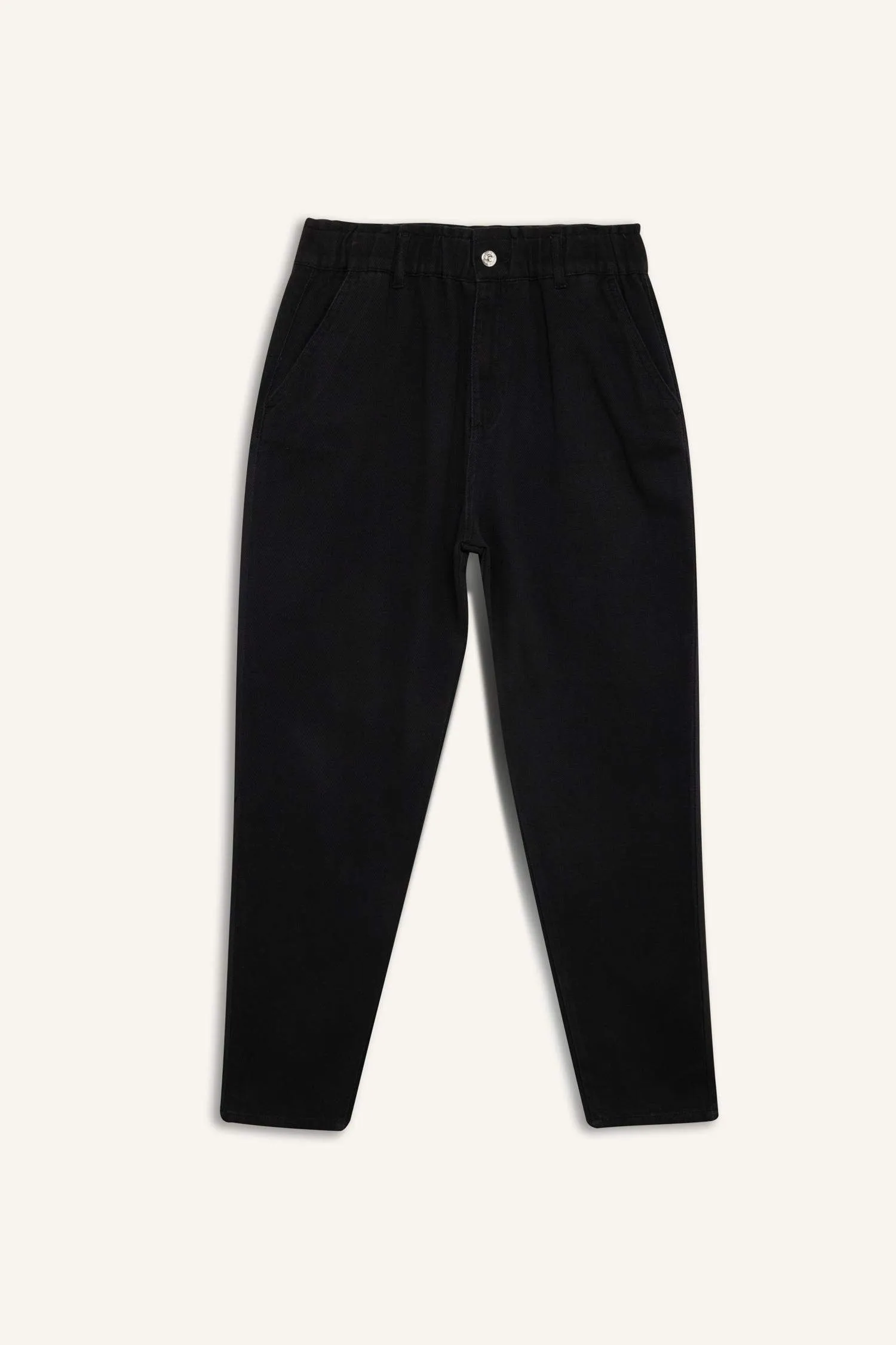 Paperbag Gabardin Fabric Pants Standard Leg Pockets