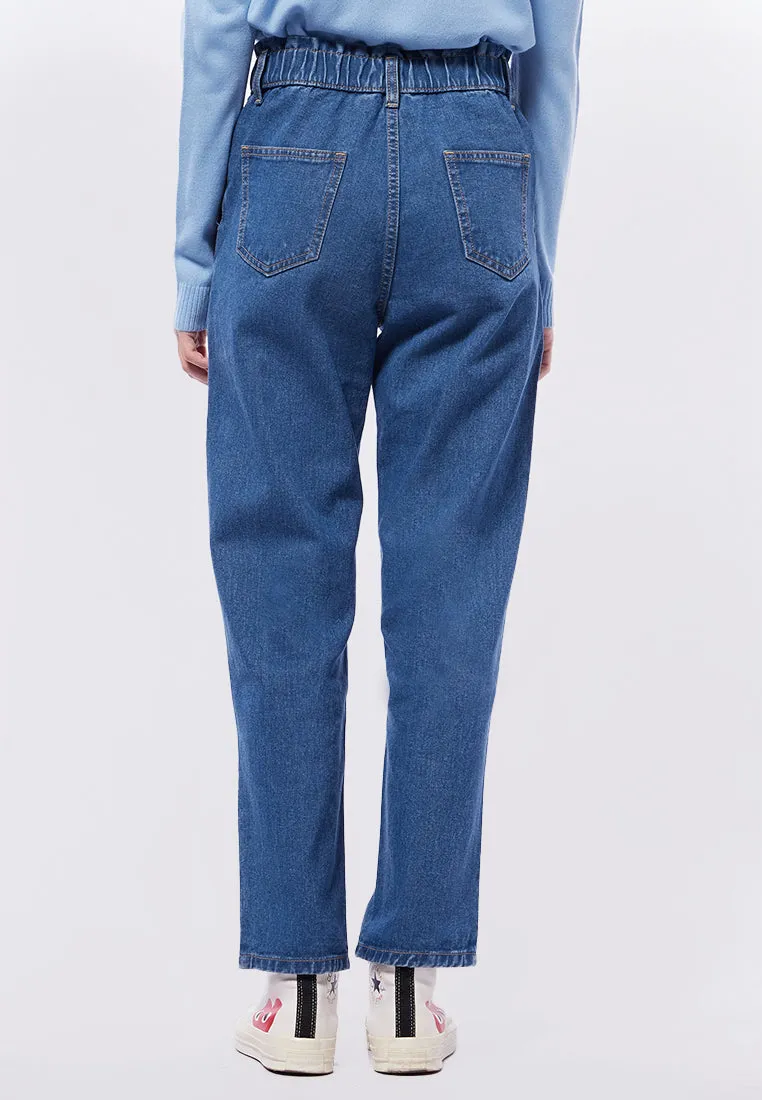 Paperbag Waist Denim Pants