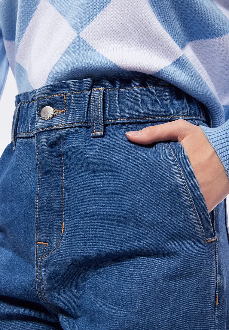 Paperbag Waist Denim Pants