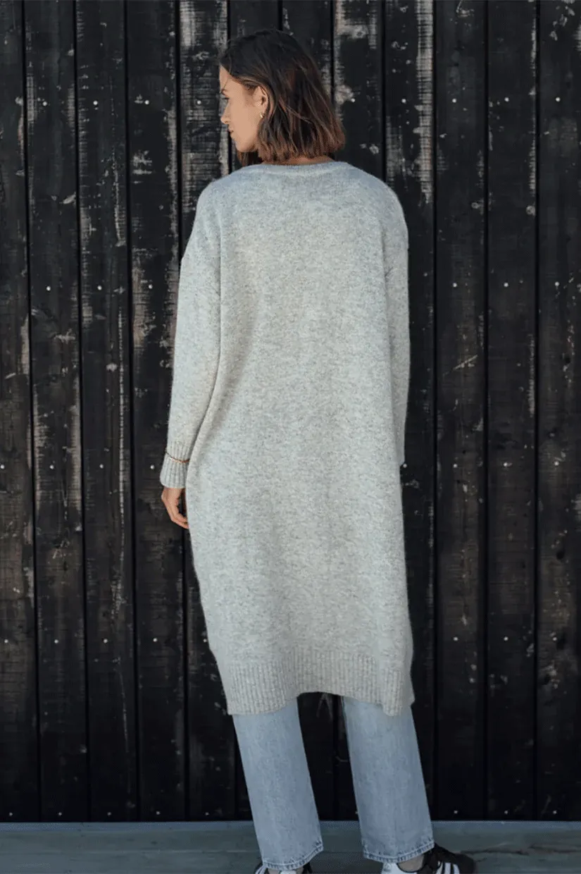 Perriam Long line Angora Cardigan - Dove