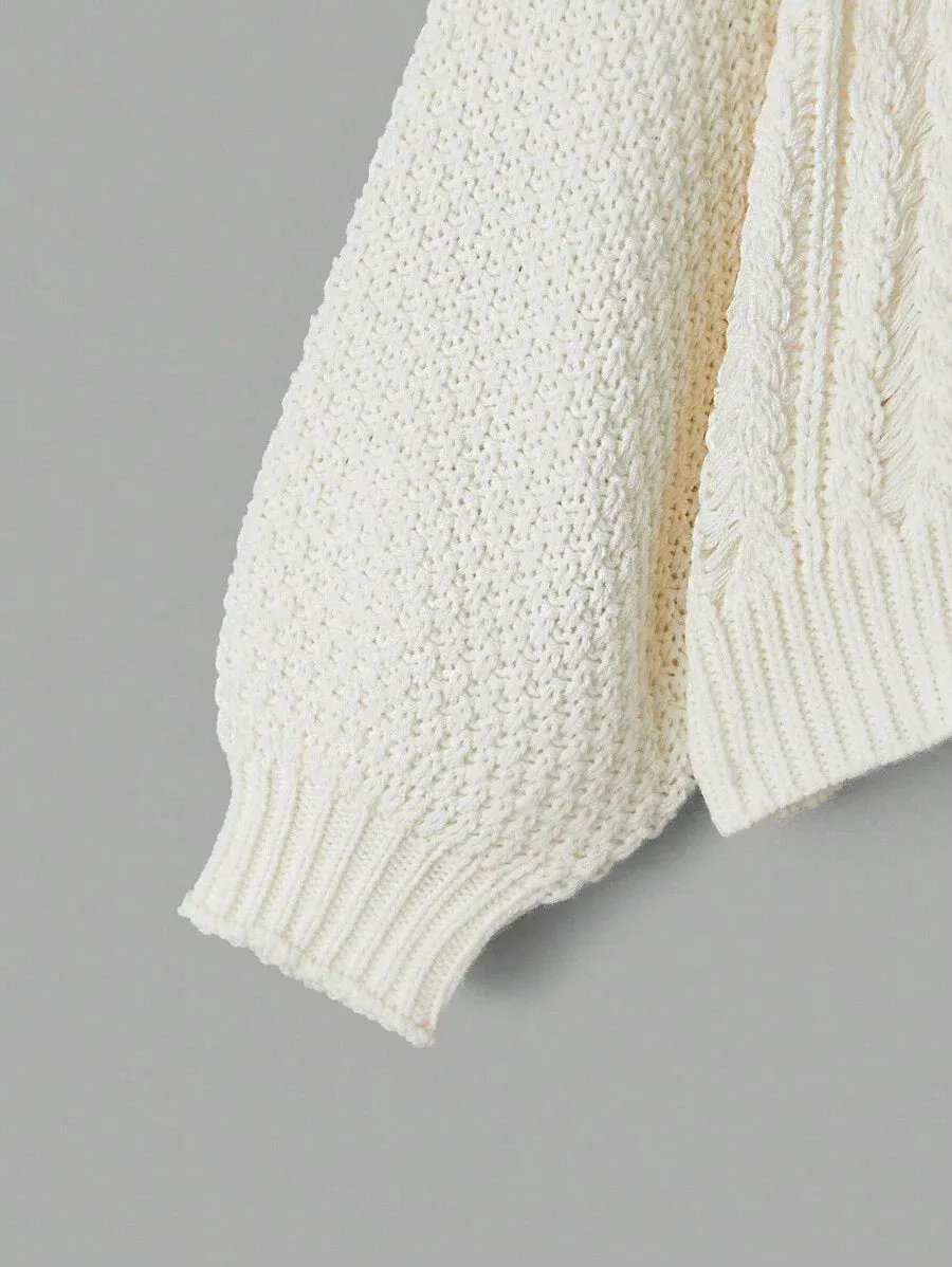 Phoebe Chunky Knit Cardigan in White